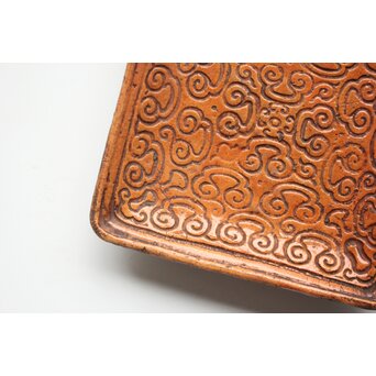 常滑焼 森下長蔵/朋親 屈輪文角皿 瓶座　P550 