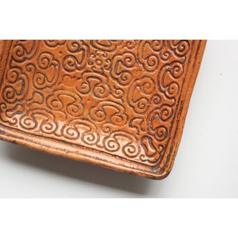 常滑焼 森下長蔵/朋親 屈輪文角皿 瓶座　P550 