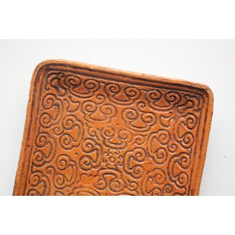 常滑焼 森下長蔵/朋親 屈輪文角皿 瓶座　P550 