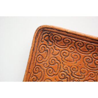 常滑焼 森下長蔵/朋親 屈輪文角皿 瓶座　P550 