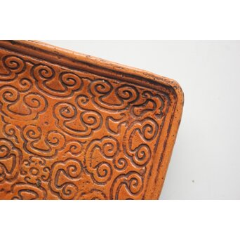 常滑焼 森下長蔵/朋親 屈輪文角皿 瓶座　P550 