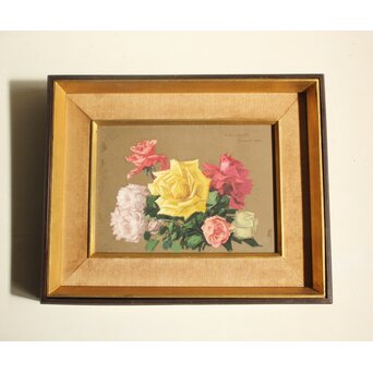 木下孝則「薔薇」パステル画 額装　Z643