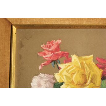 木下孝則「薔薇」パステル画 額装　Z643 