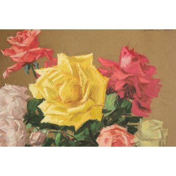 木下孝則「薔薇」パステル画 額装　Z643 
