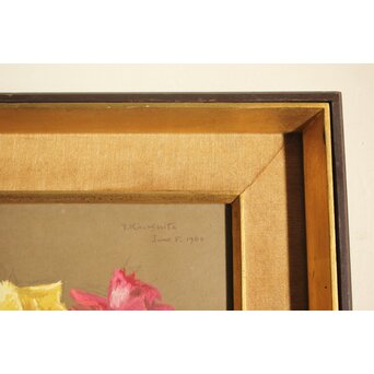 木下孝則「薔薇」パステル画 額装　Z643 