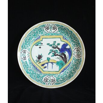 二代 徳田八十吉 九谷村原石作 古九谷敬幕 飾皿　P551 