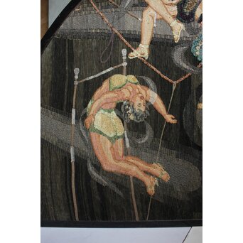 湖華銘 キャバレー/サーカス図 織物/刺繍 大屏風　U379 