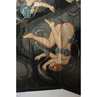 湖華銘 キャバレー/サーカス図 織物/刺繍 大屏風　U379 