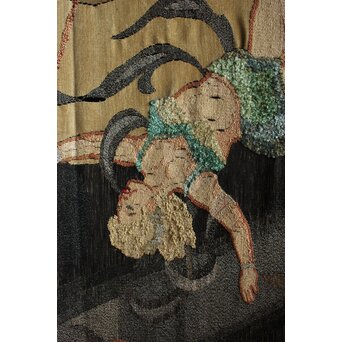 湖華銘 キャバレー/サーカス図 織物/刺繍 大屏風　U379 