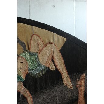 湖華銘 キャバレー/サーカス図 織物/刺繍 大屏風　U379 