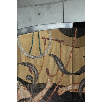 湖華銘 キャバレー/サーカス図 織物/刺繍 大屏風　U379 