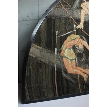 湖華銘 キャバレー/サーカス図 織物/刺繍 大屏風　U379 