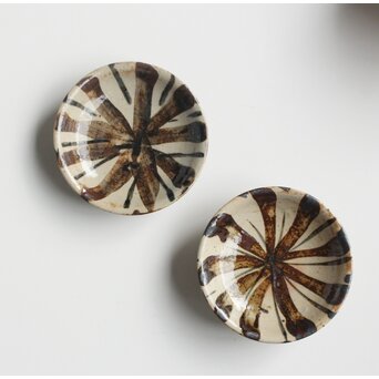 北大路魯山人 麦藁手 茶碗 二客 共箱　P555 