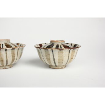 北大路魯山人 麦藁手 茶碗 二客 共箱　P555 
