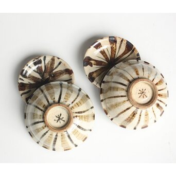 北大路魯山人 麦藁手 茶碗 二客 共箱　P555 