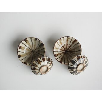 北大路魯山人 麦藁手 茶碗 二客 共箱　P555 