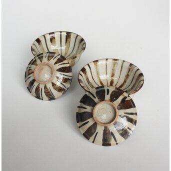 北大路魯山人 麦藁手 茶碗 二客 共箱　P555 