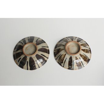 北大路魯山人 麦藁手 茶碗 二客 共箱　P555 