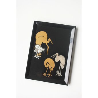 珍品 杉林古香 浅井忠や神坂雪佳図案か 光琳蒔絵 群鶴図 盆　Q386