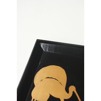 珍品 杉林古香 浅井忠や神坂雪佳図案か 光琳蒔絵 群鶴図 盆　Q386 