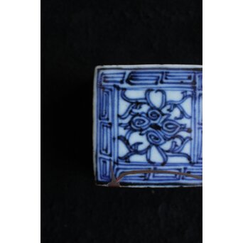 清朝期 新渡 染付 青花香合　P556 