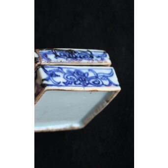 清朝期 新渡 染付 青花香合　P556 