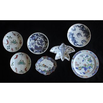 古染付 南京赤絵 呉須赤絵 古九谷 初期伊万里 皿7枚　P557