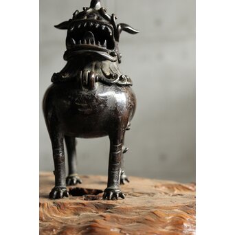 明～清 古銅獅子香炉　M458 