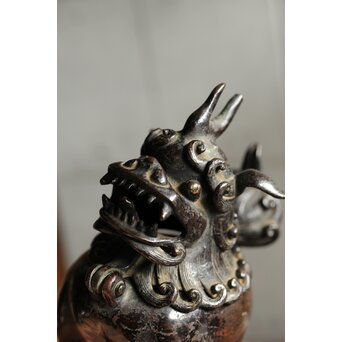 明～清 古銅獅子香炉　M458 