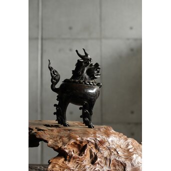 明～清 古銅獅子香炉　M458