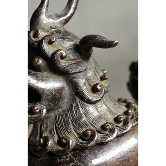 明～清 古銅獅子香炉　M458 