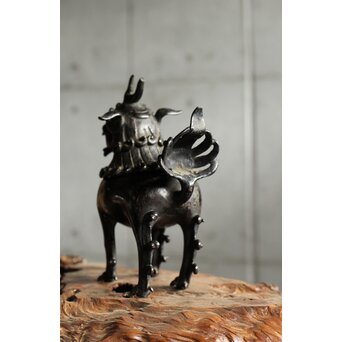 明～清 古銅獅子香炉　M458 