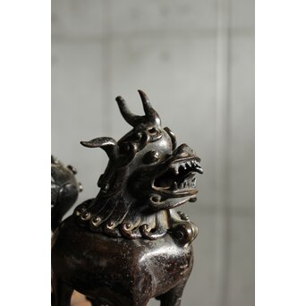 明～清 古銅獅子香炉　M458 