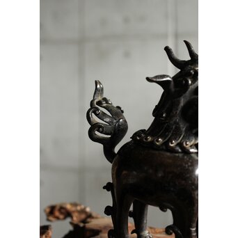 明～清 古銅獅子香炉　M458 