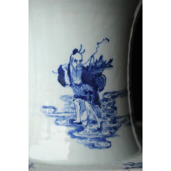 清 青花人物 四方瓶　P558 