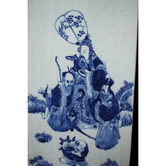 清 青花人物 四方瓶　P558 