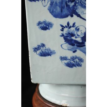 清 青花人物 四方瓶　P558 