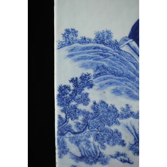 清 青花人物 四方瓶　P558 