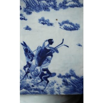 清 青花人物 四方瓶　P558 