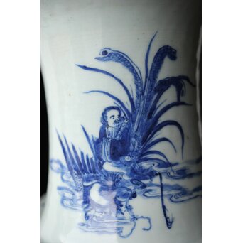 清 青花人物 四方瓶　P558 