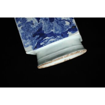 清 青花人物 四方瓶　P558 