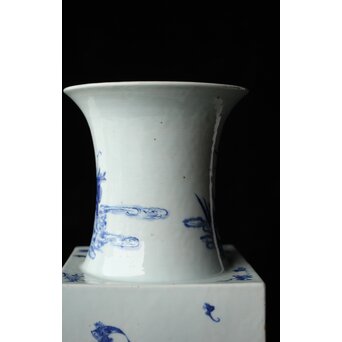 清 青花人物 四方瓶　P558 