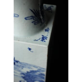 清 青花人物 四方瓶　P558 