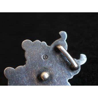 光利作 銀 花彫金 帯留　M460 