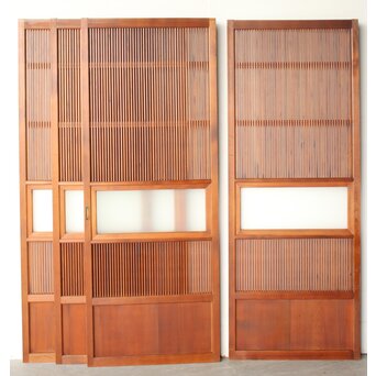 くもりガラス 細身格子戸 4枚1組　L1172