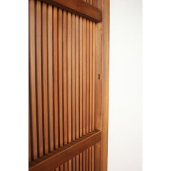 くもりガラス 細身格子戸 4枚1組　L1172 もともと障子枠があった様子　留める穴があります