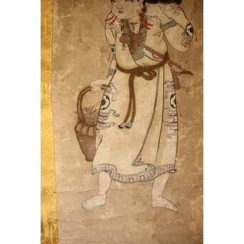 小玉貞良かアイヌ イオマンテ図 紙本掛軸　Z653 