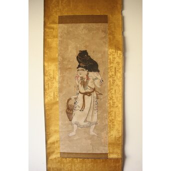 小玉貞良かアイヌ イオマンテ図 紙本掛軸　Z653