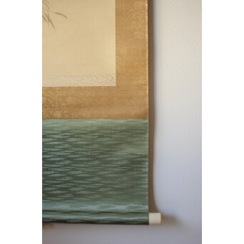 倣 川端玉章 案山子図 絹本掛軸　Z656 