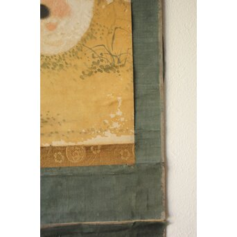 平時式 南蘋派か 猫と牡丹 絹本掛軸　Z657 